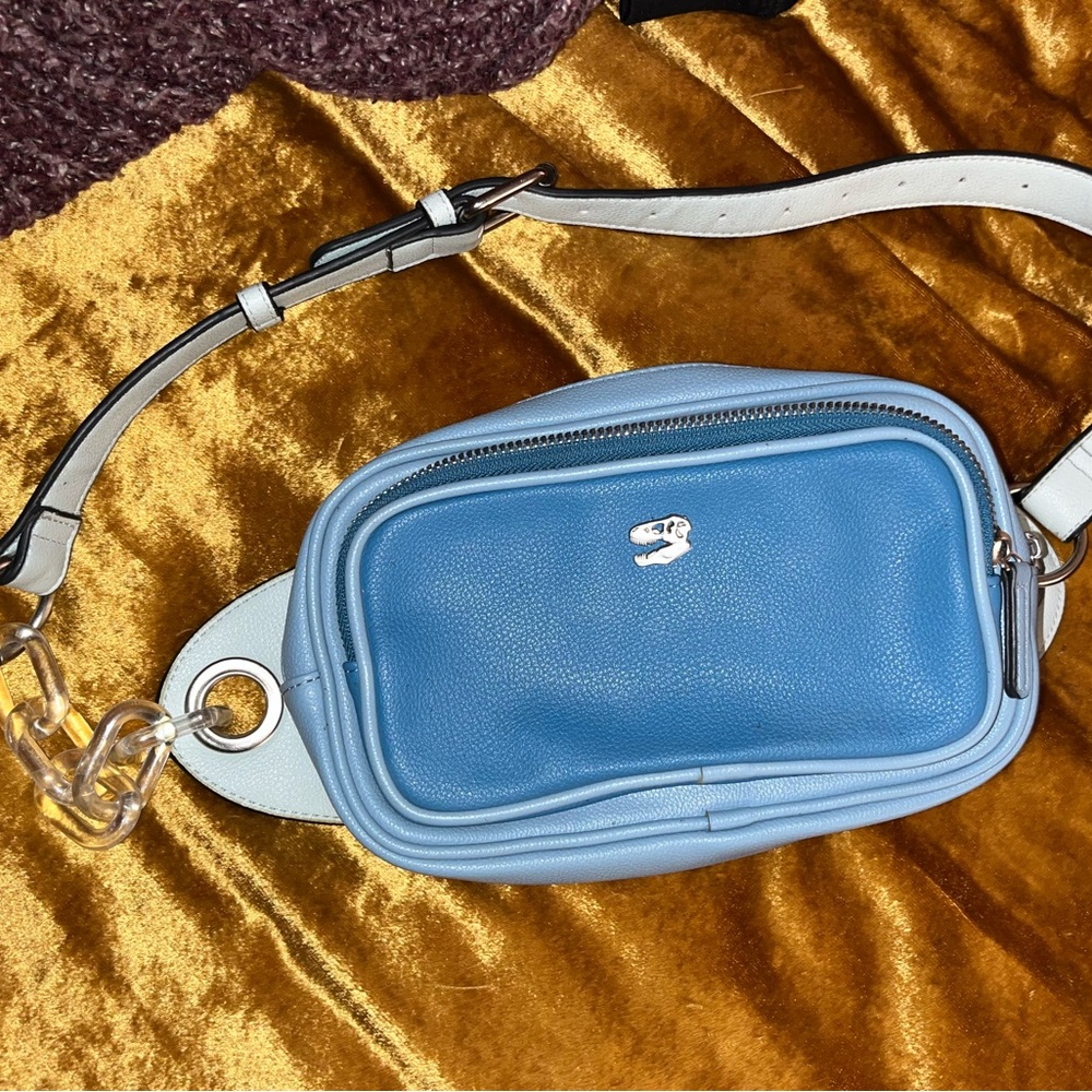 Little Rooms baby blue t-rex belt or shoulder bag